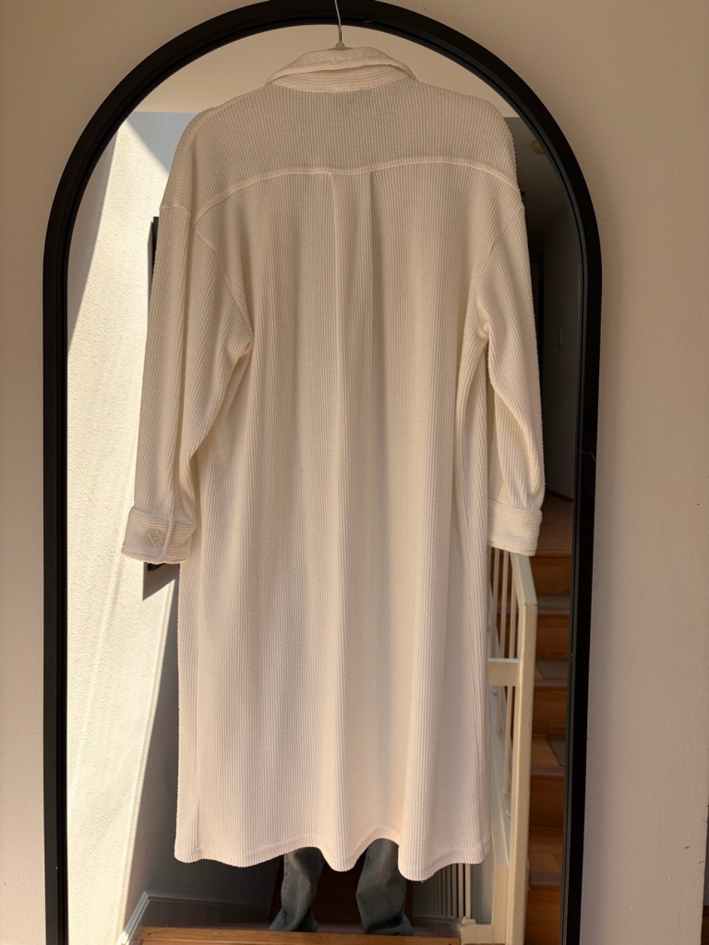 RESA White Ribbed Button-Front Shirt Dress - Picture 3 of 3